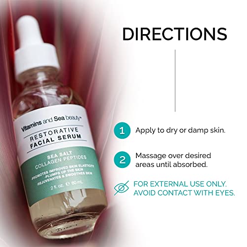Vitamins And Sea Beauty Sea Salt And Collagen Peptides Serum, Anti-Aging Firming, Plumping, Smoothing Face Serum For Fine Lines And Wrinkles, Sagging Skin, 2 Fl Oz #TOP5