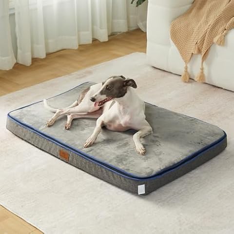 LIORCE Memory Foam Large Dog Bed - 4” Thick Orthopedic Dog Bed for Large Dogs - Waterproof Dog Bed with Removable Washable Cover & Wrap-Around Zipper - Ultimate Comfort and Easy Maintenance Cover