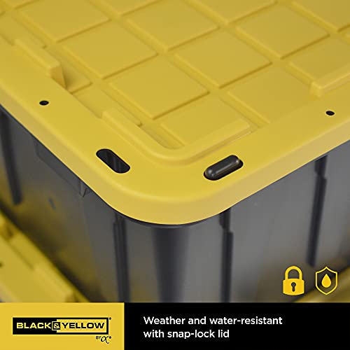 CX BLACK & YELLOW®, 17-Gallon Heavy Duty Tough Storage Container & Snap-Tight Lid, (12.5”H x 18”W x 26.9”D), Weather-Resistant Design and Stackable Organization Tote [2 Pack] - Thumbnail 4