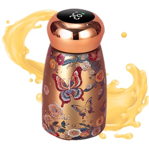 shuhauk Botella de agua aislada para niños, pequeña taza portátil retro china, tarros de alimentos aislados para café, té, leche, , invierno, viajes, camping, oficina, escuela