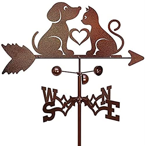 Auink Chat et Chien girouette avec Montage sur Le Toit girouette en Acier Inoxydable girouette Toit Jardin métal décorations pour extérieur Ferme Cour Cover