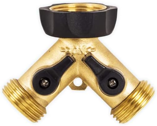 Underhill Hose Outlet Splitter Adapter for Garden Water Hose, 3/4-Inch Hose Thread, Brass 4-Way Heavy-Duty with Shut Off Valve Control, A-HB4