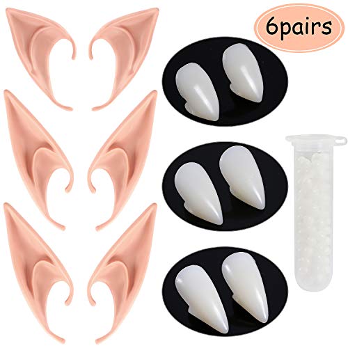 ENlink Vampire Teeth Fangs Elf Ears for Cosplay Costume Accessory Halloween Party Favors