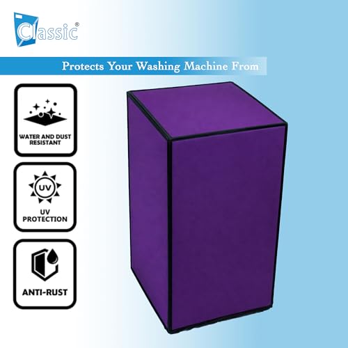 Image of Classic Top Load Washing Machine Cover Suitable For Whirlpool 360 / Stain Wash Back Panel 6 Kg, 6.5 Kg, 7 Kg, 7.5 Kg, Waterproof & Dustproof (58cmsX58cmsX97cms, Purple)