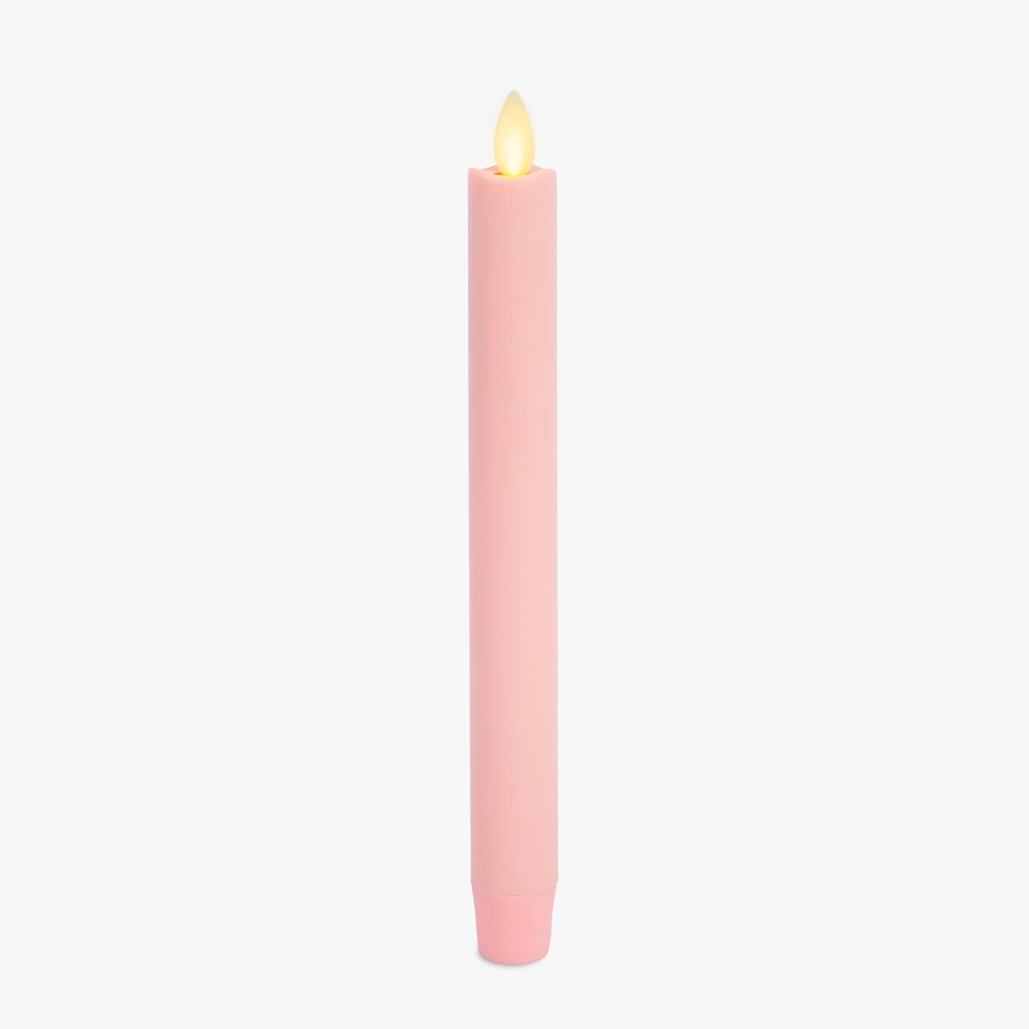 Luminara Flameless Candle Taper (1" x 9.5") Melted Top Real Wax Unscented Remote Ready Timer (Saga Rose)