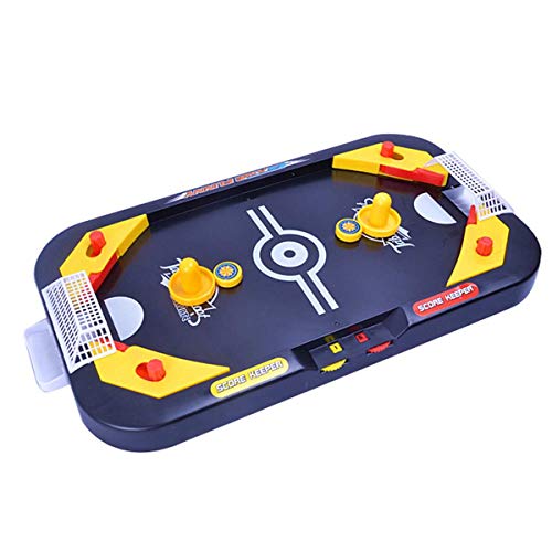 Winter Juegos de interiorOffice Battle 2 en 1 Juego de Hockey sobre Hielo Casual Mini Air Hockey Mesa Educación Juguete Interactivo Regalo Deporte de Interior Negro
