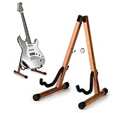 Piashow Gitarrenständer Holz, Gitarren Ständer mit Gepolstertem Schaumstoff für E-Gitarre, Bass, Cello, Banjo, Mandoline, Ukulele, Echtholz, A-Rahmen Boden-Gitarrenständer (A)