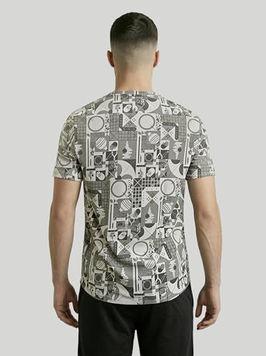 Image of TECHNOSPORT Men Printed Slim Fit Round Neck T Shirt MATPIQ Short Sleeve Polyester Tshirt for Men Gym Workout Running Casual Sports Active Quick Dry Branded