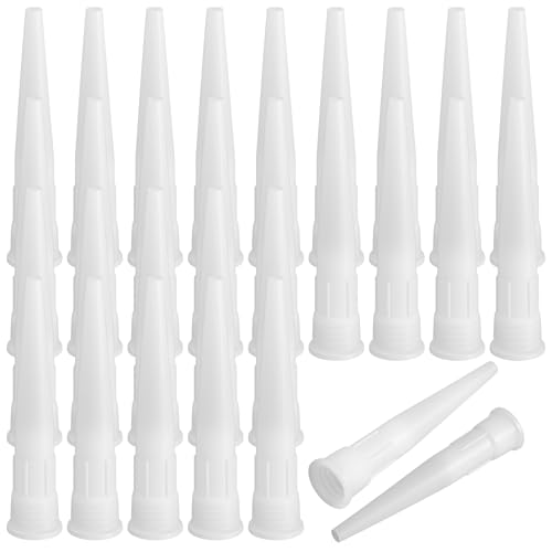 Dplolng 30 Pcs Caulking Tips 3.5 Inch Caulk Extension Nozzle Plastic Caulk Nozzle Tip Tool for Seamless Sealant Application Caulks Nozzles Applicator White
