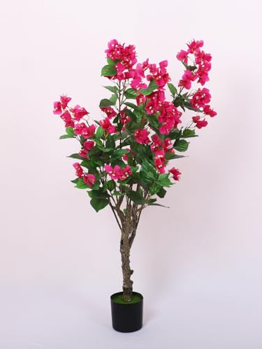 Image of Artificial Bougainvillea Flowers Plants with Pot for Interior Decor /Home Decor /Office Decor (110 cm Tall, Purple)