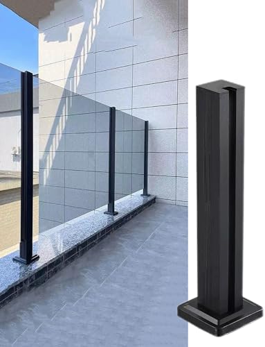 Stylish Glass Panel Posts for Balconies - Square Base Railing for Indoor Stairs & Corner Support - 1000MM Right Angle Design for Modern Homes