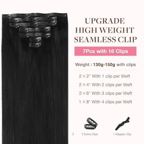 Image of GOO GOO Seamless Clip in Hair Extensions Real Human Hair Remy Extensions
