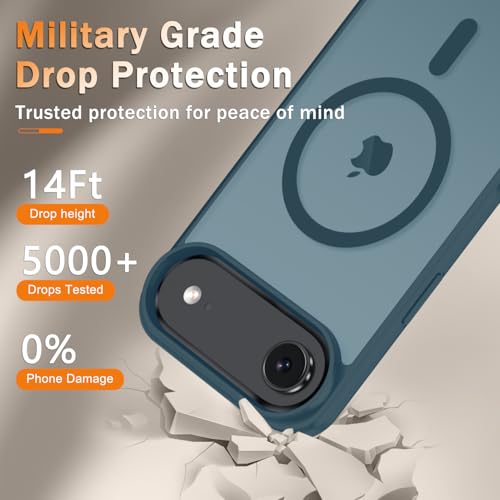 Image of YENAPOON for iPhone Air Case, Matte Magnetic Phone Cover [with 1 Screen Protector] [Support for MagSafe] [Shockproof Military Grade Protection] Translucent Frosted Back, Lavender Gray