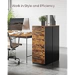 VASAGLE 3-Drawer Vertical File Cabinet, Filing Cabinet for Home Office, Printer Stand, with 3 Lockable Drawers, Adjustable Hanging Rail, for A4 and Letter-Size Files, Rustic Brown and Black UOFC055B01 - Image 4