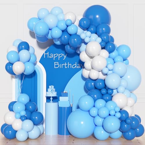 150 stuks blauwe ballonslinger, ballonboogkit, wit, lichtblauw, waterblauw, verjaardagsdecoratie, meisjes, luchtallons voor verjaardag, meisjes, feestdecoratie