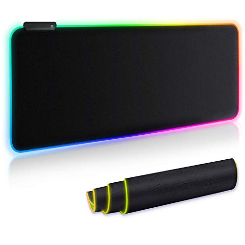 Mouse Pad, RGB Gaming Mouse Pad, 14 Modes Led Extended Mousepad, Large Mouse Pad with 31.511.8 inch, RGB Mouse pad with Non-Slip Base, Extra Large Soft Computer Keyboard Mouse Pads