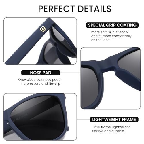 DUCO Retro Round Polarized Sunglasses for Men Women Driving Sun Glasses UV400 Protection Lightweight Frame Shades 30023