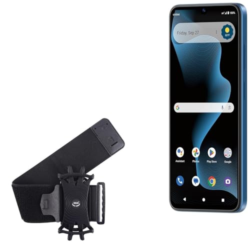 BoxWave Holster Compatible with Cricket Magic 2 5G - ActiveStretch Sport Armband, Adjustable Armband for Workout and Running - Jet Black