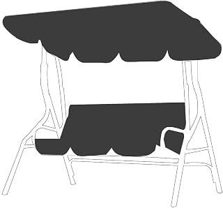 Cubierta de toldo de repuesto de tela Oxford recubierta de plata 210D para sillas de columpio al aire libre (negro)