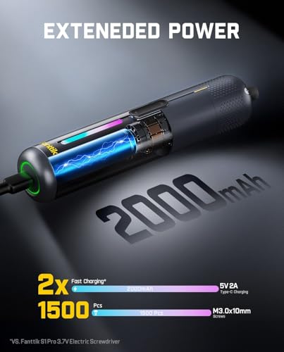 Fanttik S2 Pro Max Electric Screwdriver, Cordless Screwdriver Set, 7 Torque Settings, 0.5 to 6N.m, 16 Magnetic Bits, 1/4''Hex Shank, with Separate 90° Angle Adapter for Tight Space and Household DIY thumbnail 7