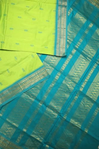 Image of Women's Kanjivaram Cotton Silk Saree South Indian Paithani Sari | gadwal cotton sarees with Zari Border and Blouse Piece - Suitable For All Indian Occasions and Festivals 191