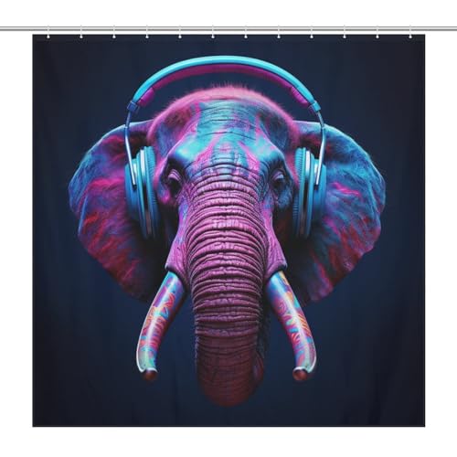 Rideau de douche éléphant en polyester imperméable 183x183cm lavable - 7