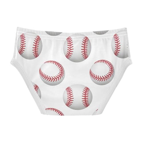 ODAWA Baseball White Underwear Briefs, Tag-Free Comfort Toddler Underwear 2T2