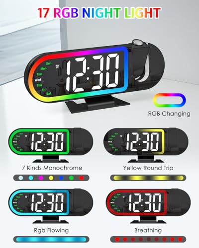 AMIR Projection Alarm Clock for Bedroom Ceiling with 17-Color Ambient Light - Image 4