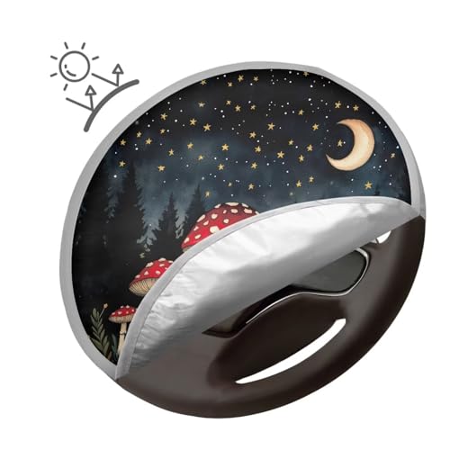 Image of Car Steering Wheel Cover Sun Shade Interior Sunshade Foldable Cute Mushroom Steering Wheel Shield Car Interior Accessories for Sun Heat Universal for Cars Truck SUV Van