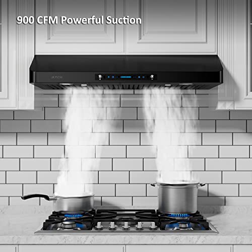 Iktch 30 Inch Black Range Hood 900 Cfm, Under Cabinet Stainless Steel Kitchen Vent Hood With 4 Speed Gesture Sensing&Touch Control Panel(Ikc01-30-Bss) #TOP1