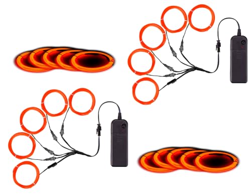 Image of MaxLax EL Wire, Portable Neon Lights 5 in 1 Meter, Electroluminescent Wire for Halloween Decoration, Christmas Party, Blacklight Run, DIY Decoration (Orange, 2Pack 5 in1M)