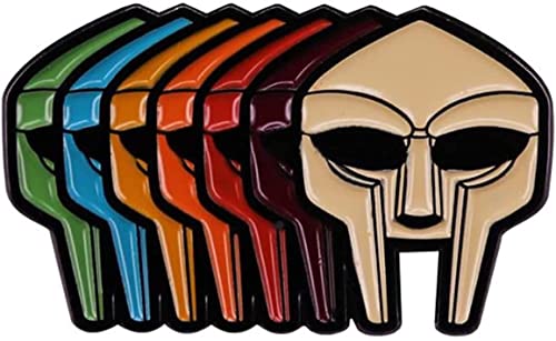 Rainbow MF Doom Broche en émail en forme de masque de gladiateur punk Accessoires Bijoux pour homme femme Cadeaux, Métal