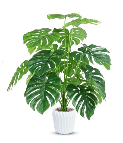 Yuanlne Kunstpflanzen Monstera mit Topf, 70cm künstliche Pflanzen, Fake Pflanzen Für Badezimmer Büro Küche Zimmer Dekoration