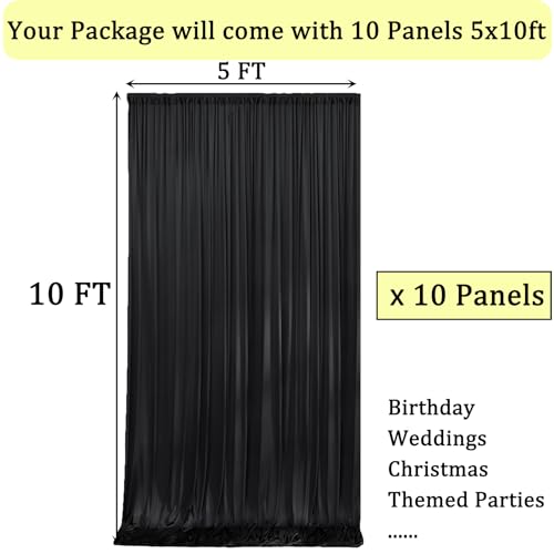 Cortina Fondo Negro 50ft x 10ft 10 Paneles para Fiestas miniatura 3