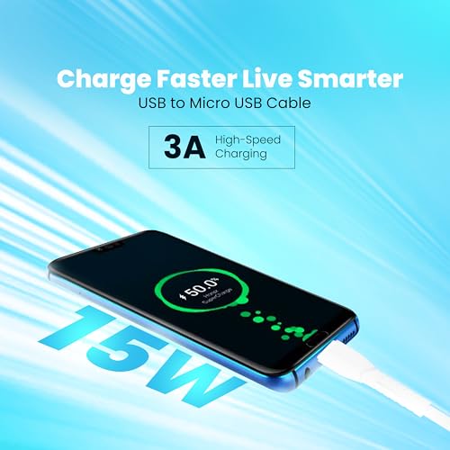 Image of Nextech Fast Sync & Charge Micro USB Cable|2.4A High-Speed Charging & Data Transfer|Flexible & Durable Design|Compatible with All Micro USB Smartphones|1M Cable for Android,Tablets & More,White