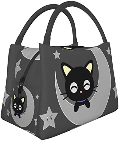 FACITE Small Lunch Bag, Insulated Cute Lunch Bags for Women Kids Gifts,Toddler Girls Lunch Box for School Work, Black Thermal Reusable Durable Portable Soft Cooler Tote Bag, Cat