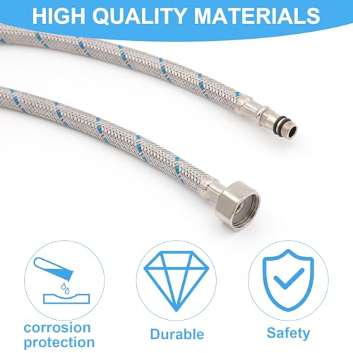 2 Stück Anschlussschlauch Armatur G3/8 x M10, 60cm Wasserhahn Schlauch Verlängerung Flexschlauch Verlängerung Edelstahl Panzerschlauch Wasserhahn Anschlussschlauch 3/8 Zoll für Mischbatterie
