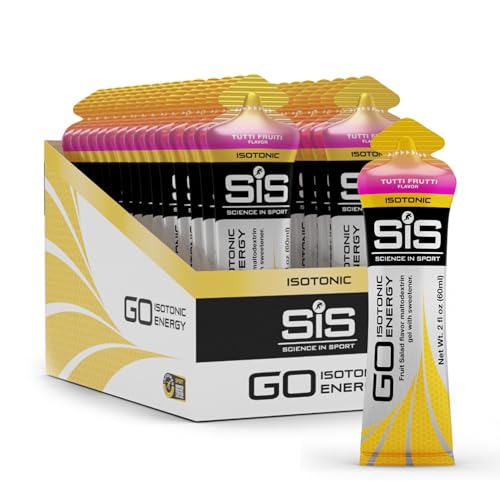 Science in Sport GO Isotonic Energy Gel - Fast-Acting Liquid Carbohydrate Gel for Instant Energy - Sports Nutrition - Gluten-Free & Vegan - Fruit Salad (Tuti Fruity) Flavor - 30 Count