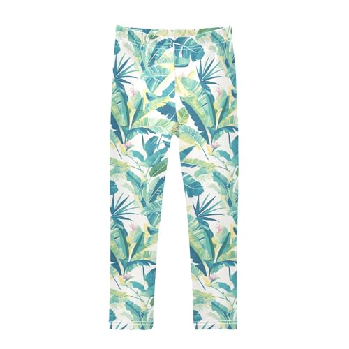 KLL Tropical Banana Leaf Toddler Baby Girl Cotton Leggings Stretchy High Waisted Sweatpants Running