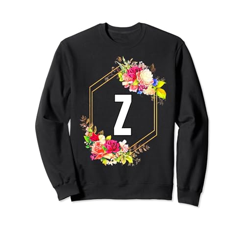 Ropa floral con letra Z para mujeres, niñas y niños Sudadera
