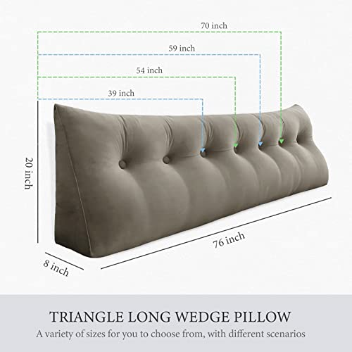 BNCKTRD Triangle Reading Pillow Large Bolster Wedge Pillow Headboard King Size Perfect as Bed