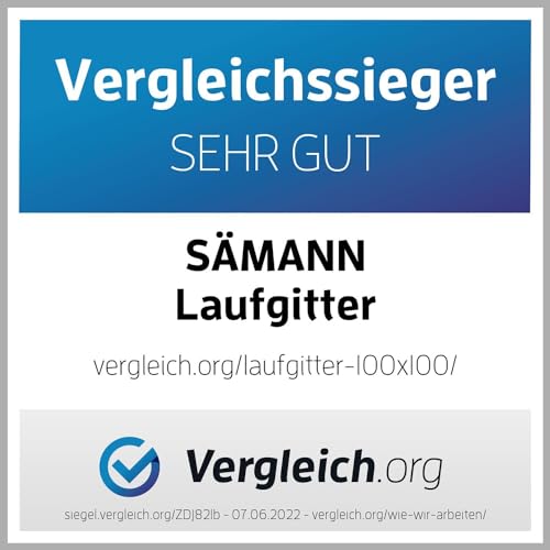 Sämann Laufgitter 100x100 cm mit Matratze - BASIC - 3-fach höhenverstellbar Laufstall Baby Buche weiß/natur