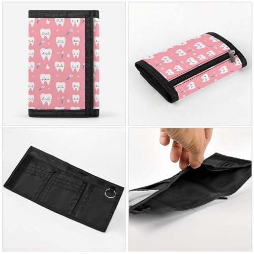 Teeth Cute Toothbrush Print Wallet for Men, 8 Credit Card Holder Slim Minimalist Front Pocket Small Mens Bifold Wallets4