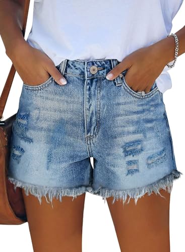 Image of CHICZONE Womens Mid-High Waisted Stretchy Denim Jean Shorts