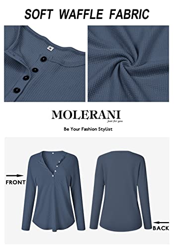 Image of MOLERANI Womens Long Sleeve Waffle Knit Henley Shirts Tunic Tops