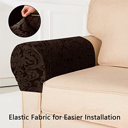 Kaket 2 PCS Arm Rest Covers - Chair Arm Protectors Stretch, Armchair Couch for Sofa Armchair, Couches, Recliner (Dark Brown) - Image 3