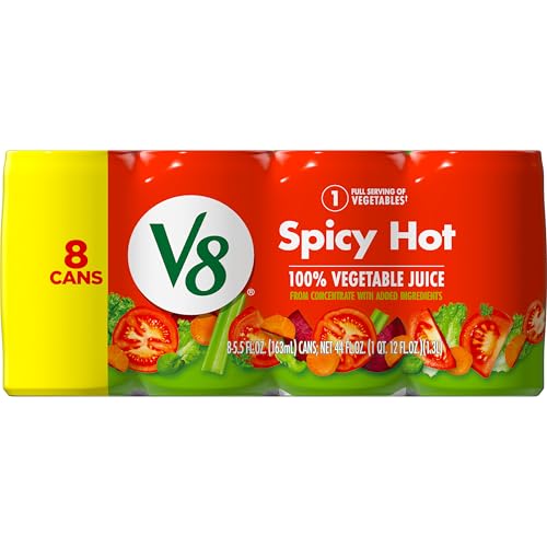 V8 Spicy Hot 100% Vegetable Juice, 5.5 fl oz Can (8 Pack)