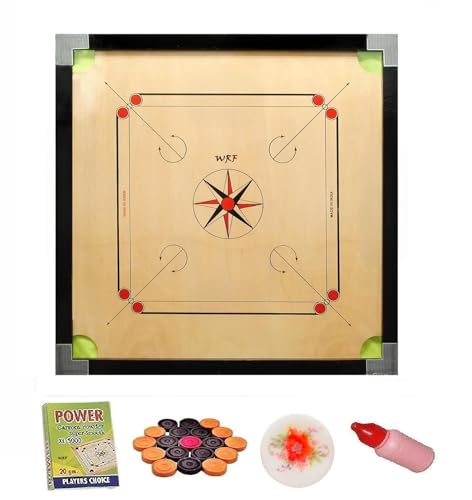 Image of Superior Gloss Finish Practice Carrom Board for Serious Professional Practice with Coins Striker and Powder(32 Inch Carrom Cut)