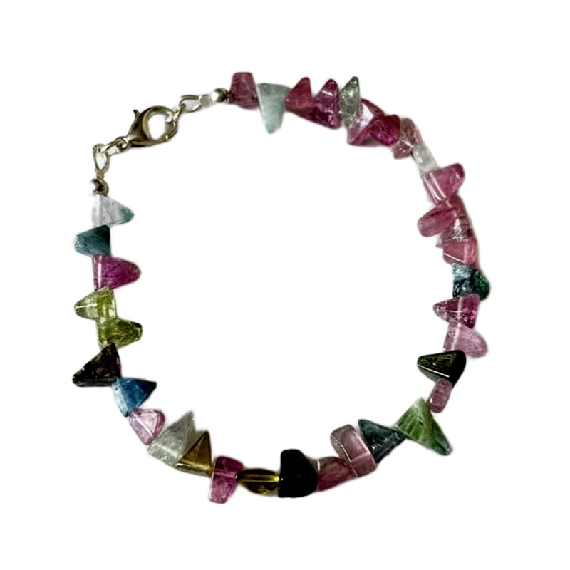 Bracelet tourmaline naturelle 7x7mm multicolore, bijou fait main LKBEADS