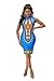 Womens Traditional African Dresses Vintage Bohemian Clothes Summer Sleeveless Shift Dress Blue